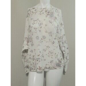 Anna Melani large knit top sheer Italy flower vine longsleeve boat neck